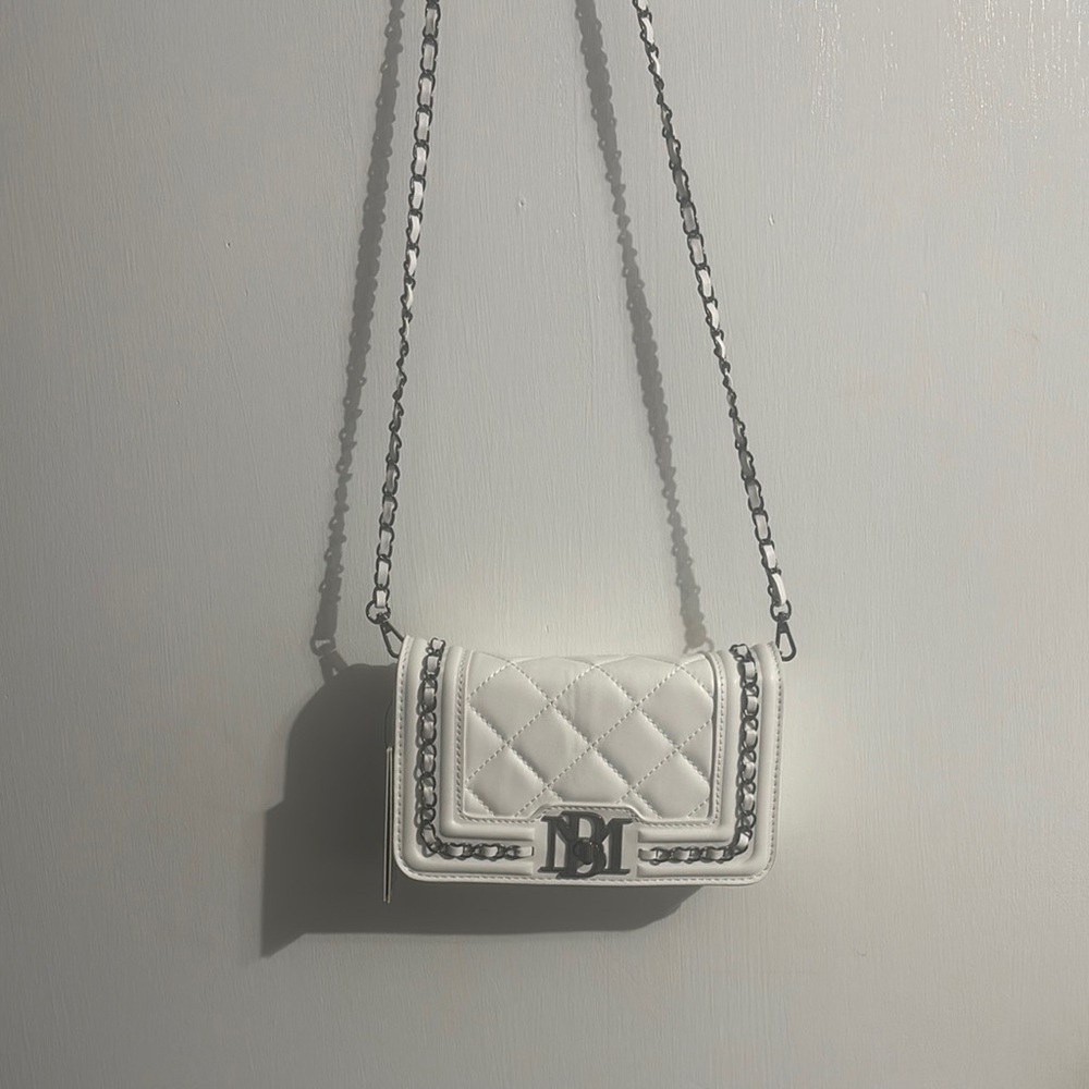 Badgley Mischka White Quilted Crossbody Bag